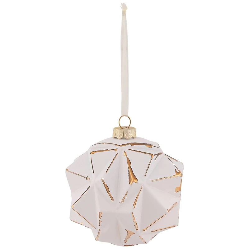 4" Pink & Gold Geometric Glass Ball Ornament