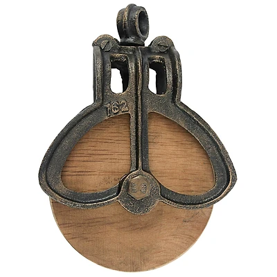 Design Toscano 7" Vintage-Style Cast Iron & Wood Wheel Farm Pulley