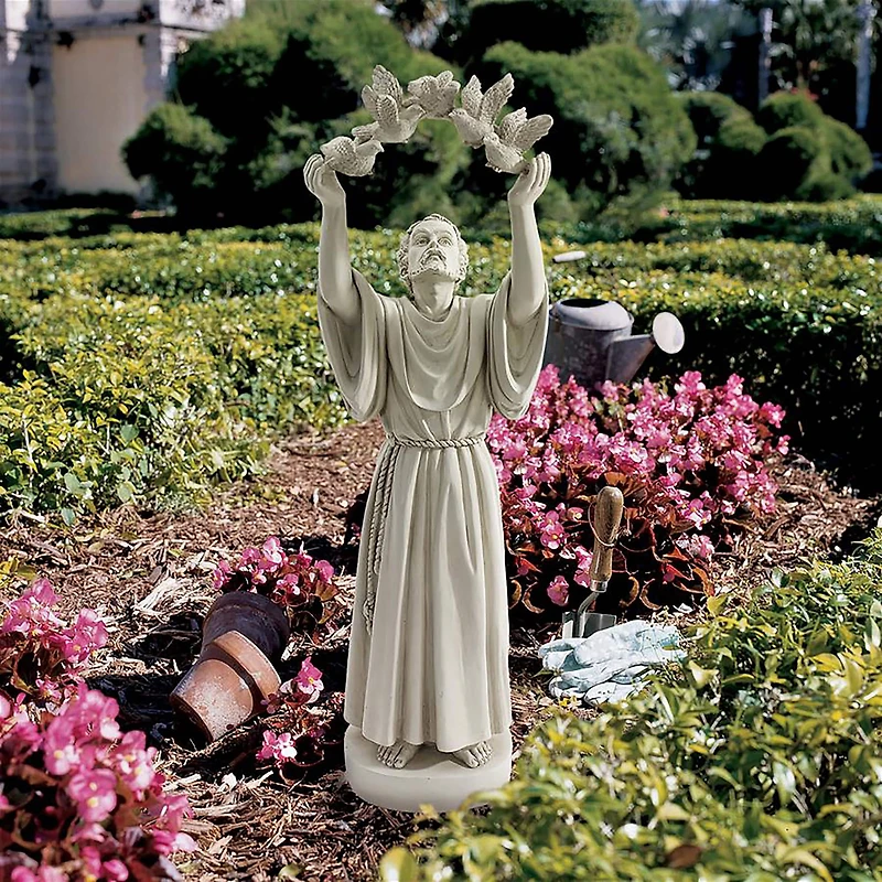 Design Toscano 25" St. Francis's Doves of Peace Garden Statue
