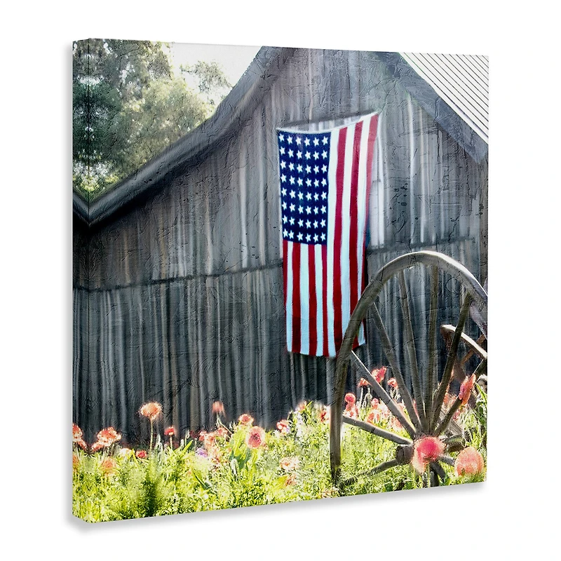 Stupell Industries Americana Barn Floral Farmland Canvas Wall Art