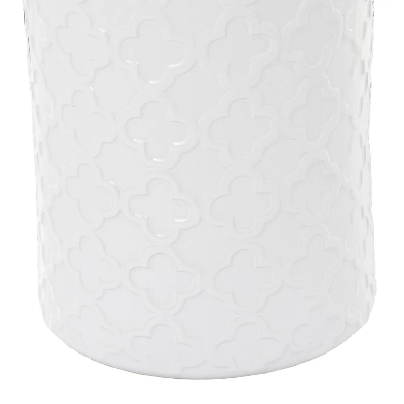 White Ceramic Contemporary Accent Table, 19" x 13" x 13"