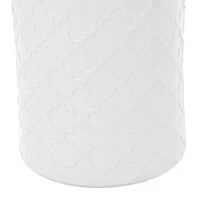 White Ceramic Contemporary Accent Table, 19" x 13" x 13"