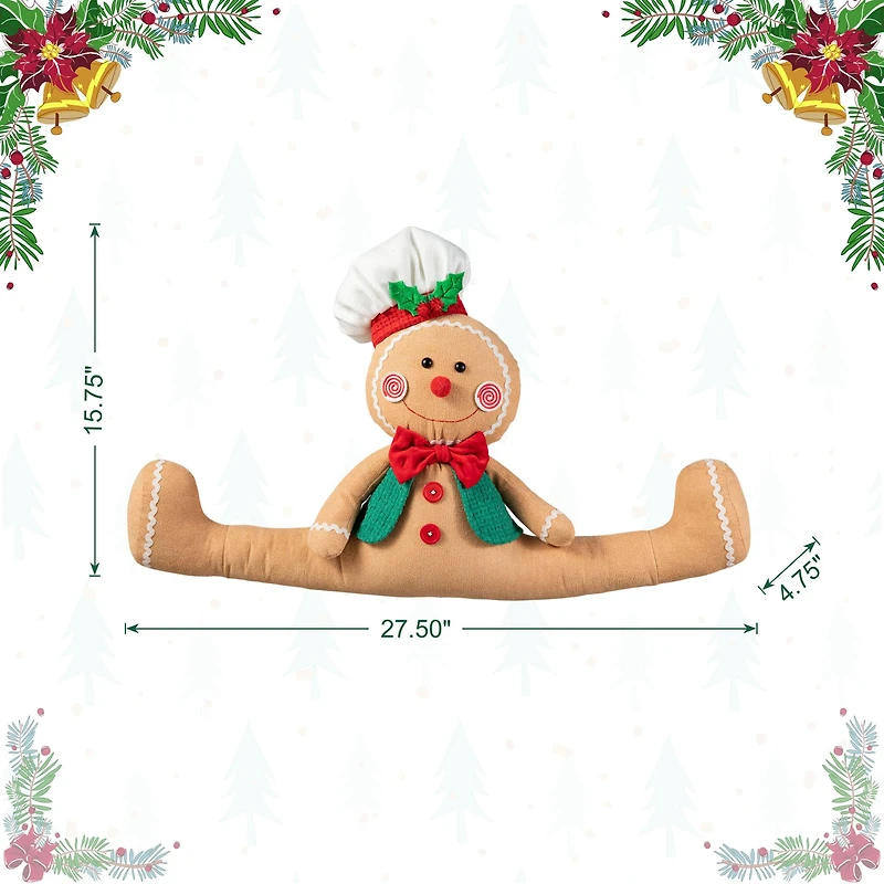 Glitzhome® 27.5" Christmas Fabric Gingerbread Man Doorstop