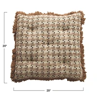 Hello Honey® Neutral Houndstooth Throw Pillow with Fringe