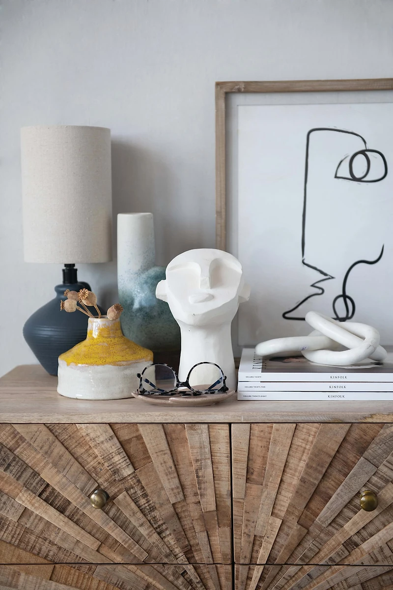 Hello Honey® 9" White Cement Face Sculpture