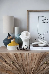 Hello Honey® 9" White Cement Face Sculpture