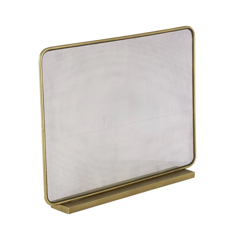 37.75" Gold Metal 1-Panel Living Room Fireplace Screen with Rounded Edges and Rectangular Base