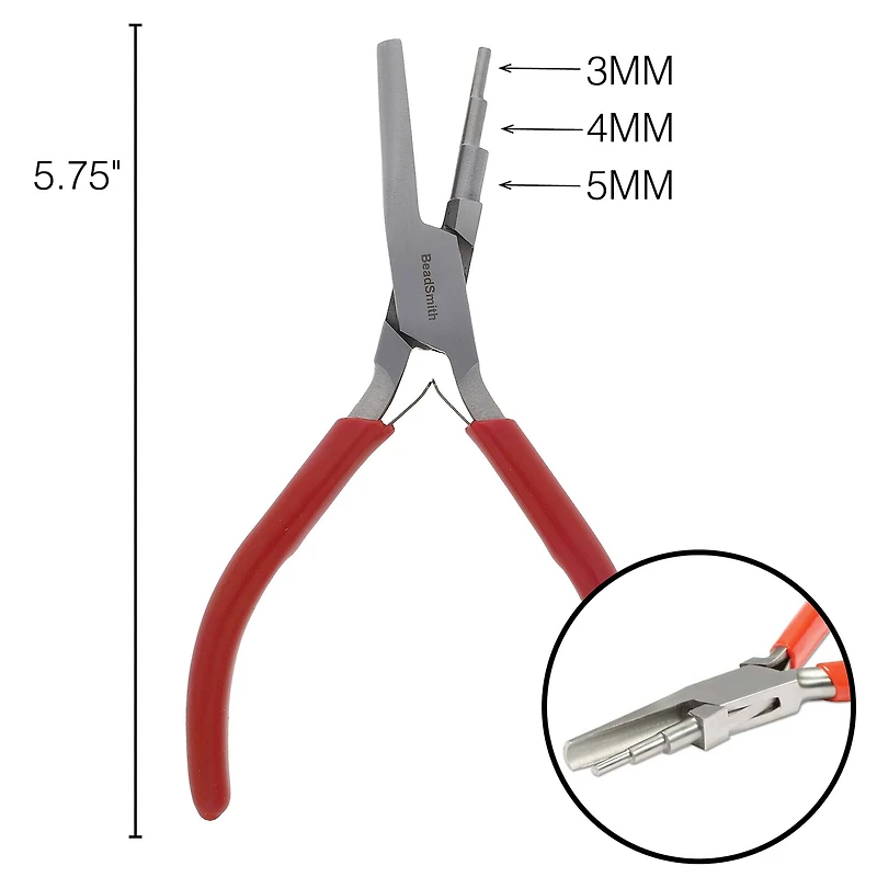 Beadsmith® Red Handle 3 Step Round & Hollow Plier