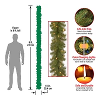 9' x 10" Pre-lit North Valley® Spruce Artificial Christmas Garland with 50 Battery Operated Dual LED Lights