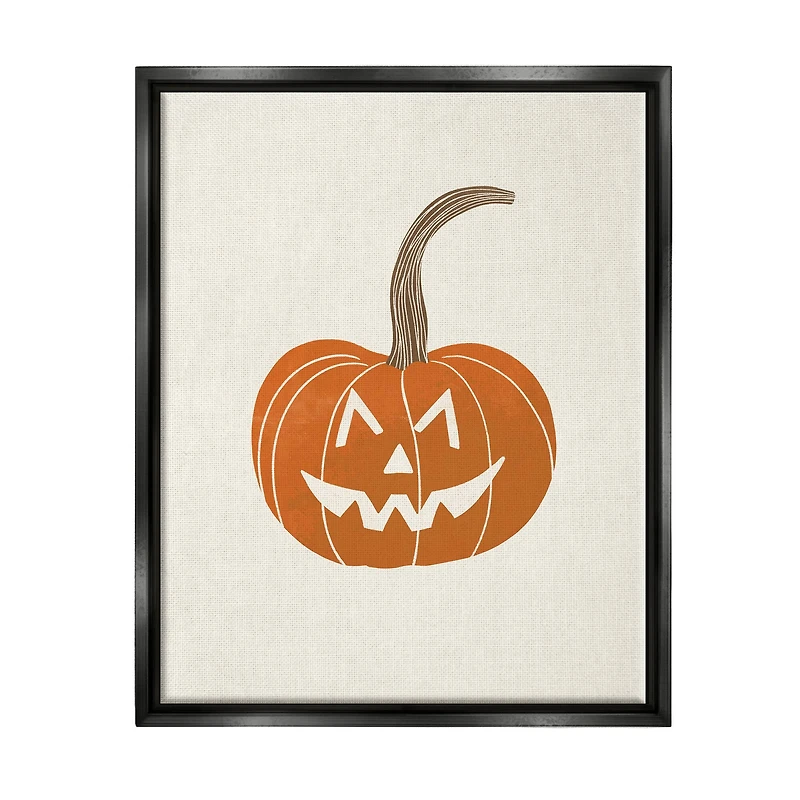 Stupell Industries Happy Jack-o-Lantern Smile Framed Floater Canvas Wall Art