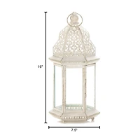 16'' Sublime Distressed White Lantern