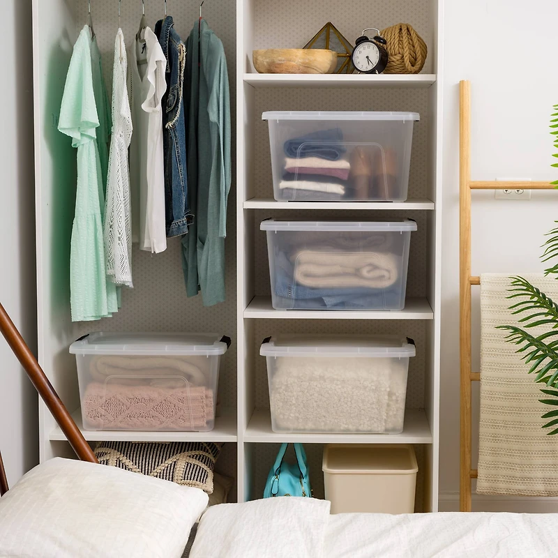 IRIS® 32qt. Buckled Clear Boxes with Clear Buckle Lids, 4ct.