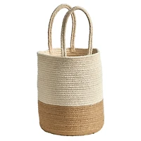 12" Handmade Natural Cotton Woven Basket Planter