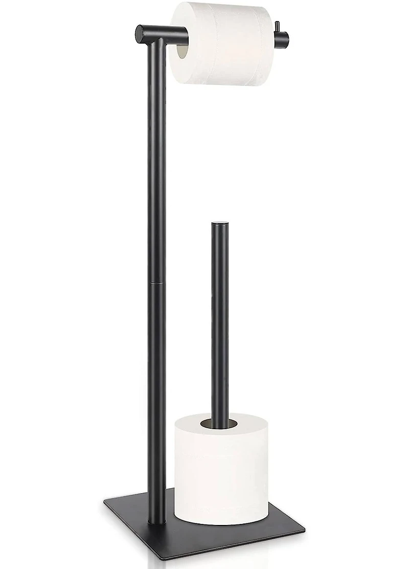 Black Freestanding Metal Toilet Paper Roll Holder