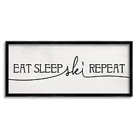 Stupell Industries Eat Sleep Ski Repeat Phrase Rustic Winter Sports Framed Wall Art