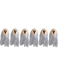 30" LED Lighted White Ghost Outdoor Halloween Lawn Stakes Set, 6ct.