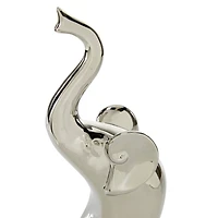The Novogratz Silver Porcelain Contemporary Elephant Sculpture Set