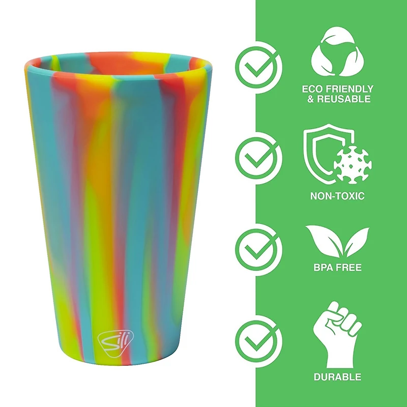 Silipint® 16oz. Sugar Rush & Aqua Silicone Pint Glasses, 2ct.