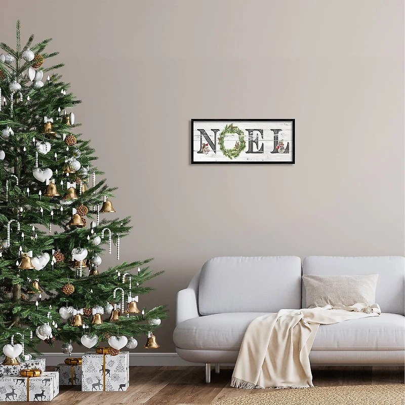 Stupell Industries Woodland Animal Noel Sign Framed Giclee Art