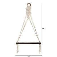 25" x 16" Macrame Wall Hanging with Wooden Shelf