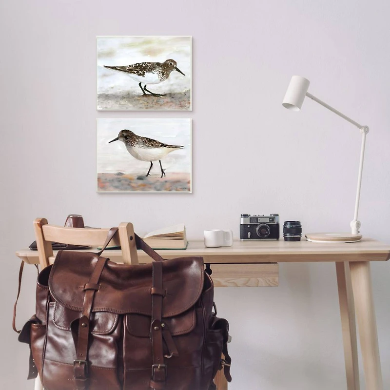 Stupell Industries Sandpipers on Coast Nautical Bird Beach Scene Canvas Wall Art