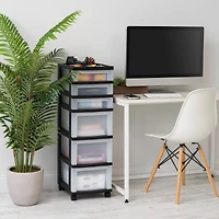 IRIS Black 6-Drawer Storage Cart With Organizer Top