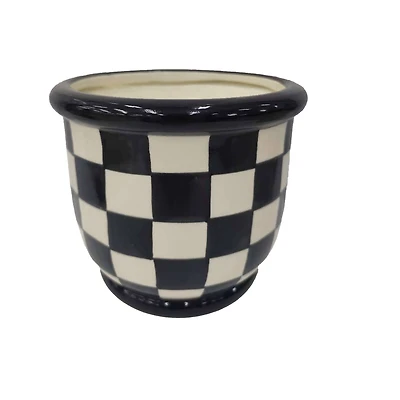8" Black & White Checker Ceramic Pot by Ashland®