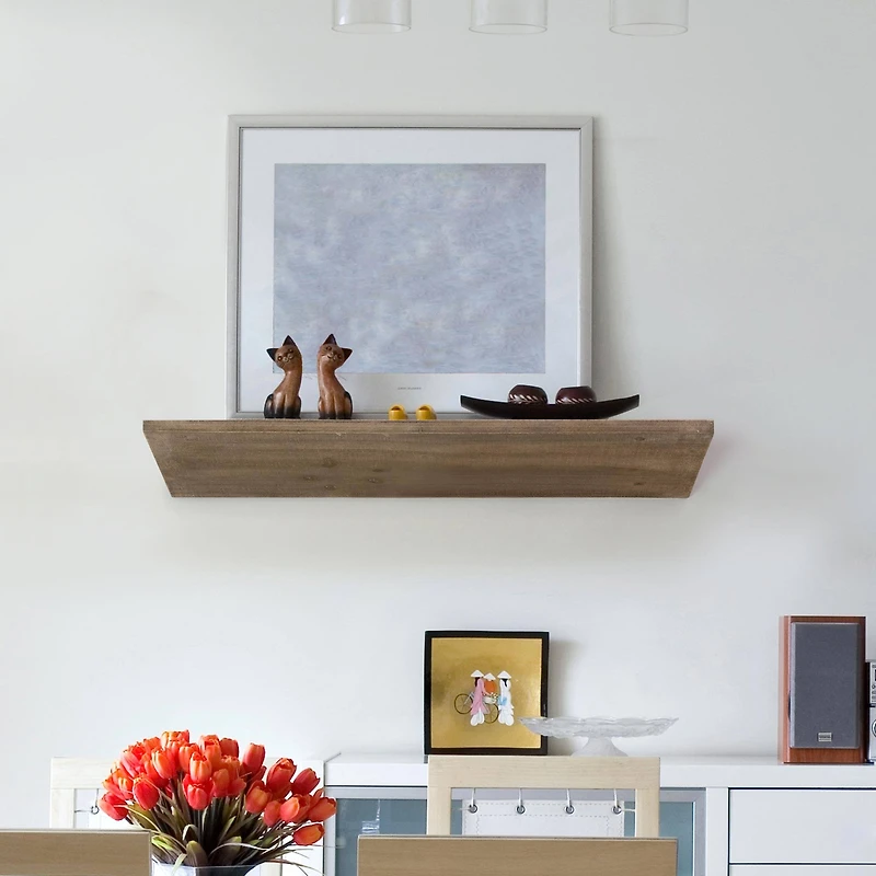 Small Natural Wedge Wood Floating Wall Shelf