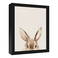 Peeking Bunny 11" x 14" Black Floating Framed Canvas