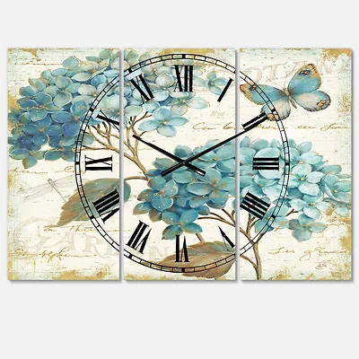 Designart 'Butterfly Blue Garden I Traditional Multipanel Wall Clock
