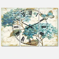 Designart 'Butterfly Blue Garden I Traditional Multipanel Wall Clock