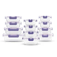 Joyful by JoyJolt® 24-Piece Purple Glass Storage Container Set with Leakproof Lids