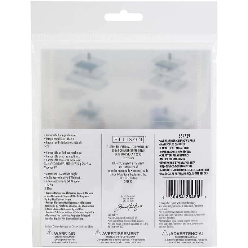 Sizzix® Thinlits® Alphanumeric Shadow Upper Die Set by Tim Holtz®