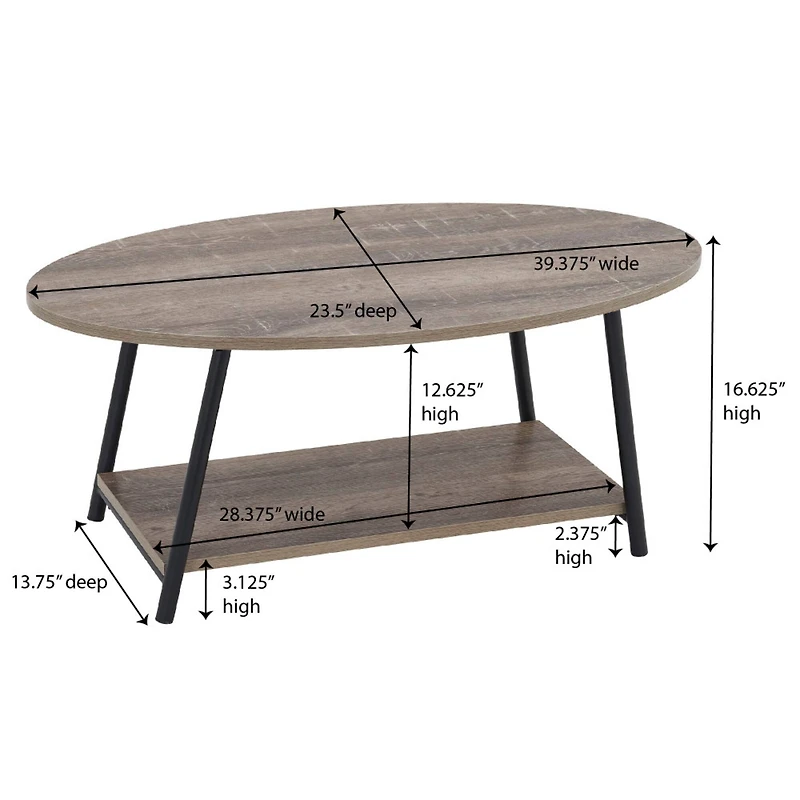 Household Essentials 39" Jamestown Oval Coffee Table