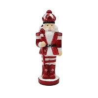10" Red & White Glass Peppermint Nutcracker with Staff by Ashland®