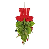 Glitzhome® 22.5" Patriotic Americana Metal Top Hat & Hydrangea Swag Wall Décor