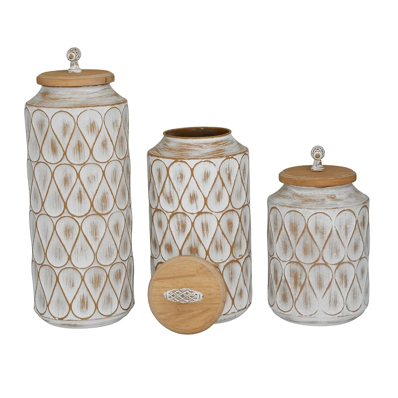 Brown Traditional Decorative Jars, Set of 3" 16", 13", 10"
