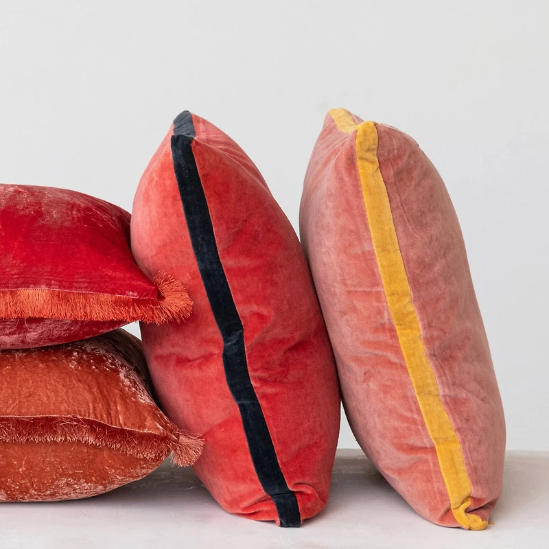 Hello Honey® 20" x 20" Apricot & Mustard Art Deco Velvet Pillow