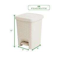 Mind Reader Ivory Step Bathroom Wastebasket Trash Garbage Can