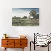 Neutral House in Trees Canvas Wall Art