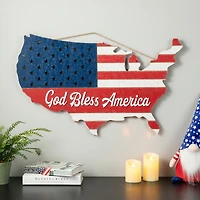 Glitzhome® 32.5" Wooden Patriotic America Map Wall Décor