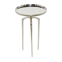 25" Contemporary Round Silver Aluminum Raised Edge Accent Table