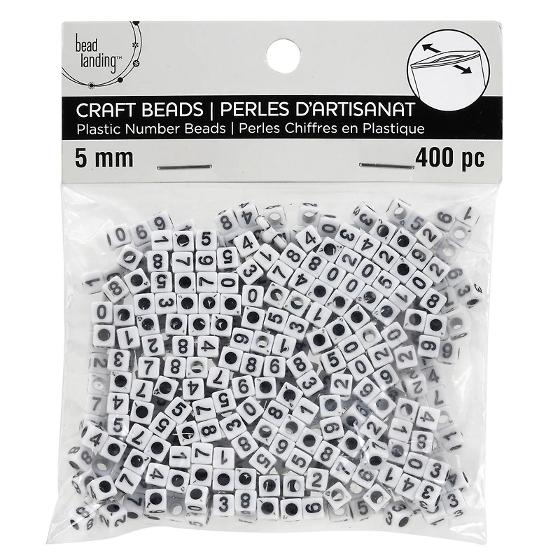 12 Pack: White Number Acrylic Cube Beads, 5mm by Bead Landing™