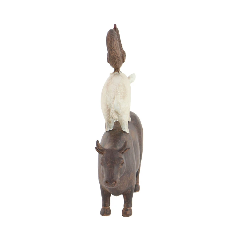 14" Brown Farmhouse Animal Sculpture