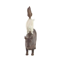 14" Brown Farmhouse Animal Sculpture