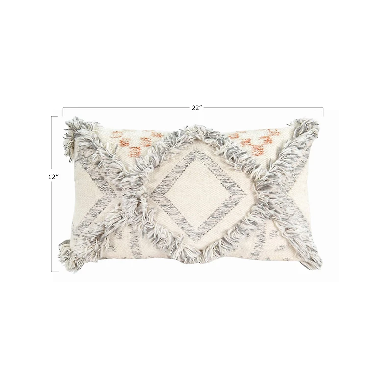 Hello Honey® Cream & Gray Fringe Kilim Pillow