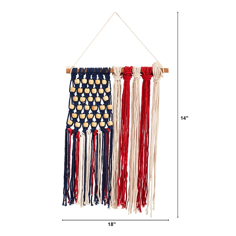 18" American Flag Macramé Wall Hanging