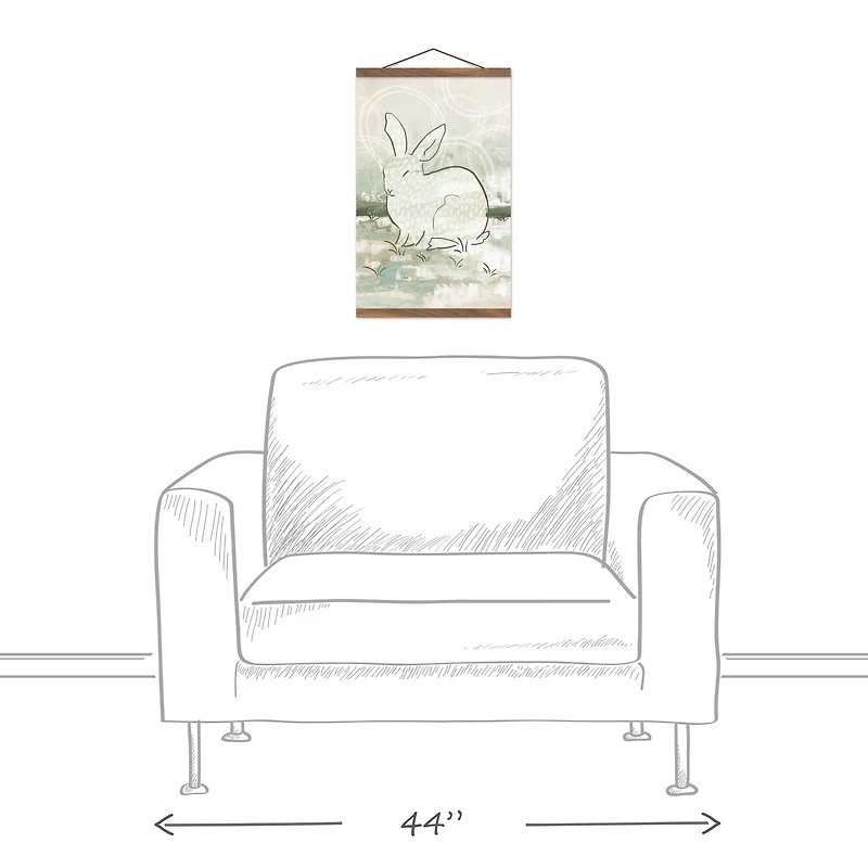 Abstract Rabbit 12" x 18" Teak Hanging Canvas