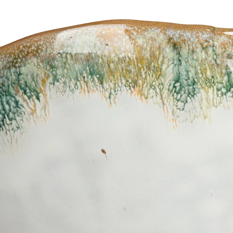 Hello Honey® 9" Green & Brown Stoneware Footed Bowl with Speckled Glaze