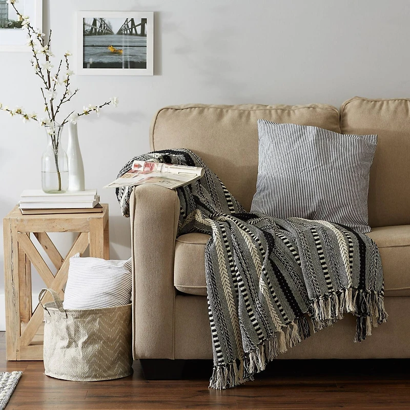 DII® Black Braided Stripe Throw